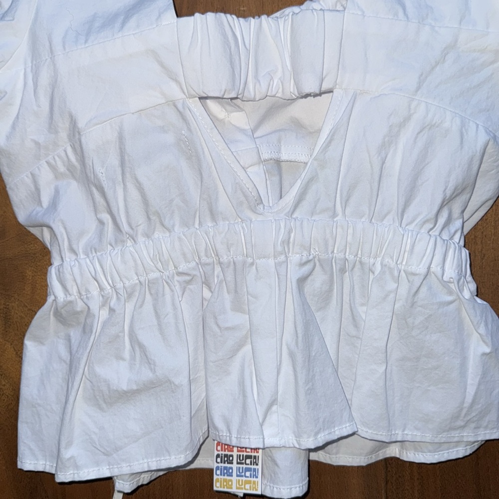 NWT / ciao lucia / white whip cotton poplin cutout shirt top / xs - Picture 6 of 7